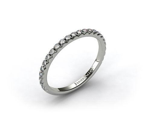 18k White Gold French Cut Pave Set Diamond Wedding Ring